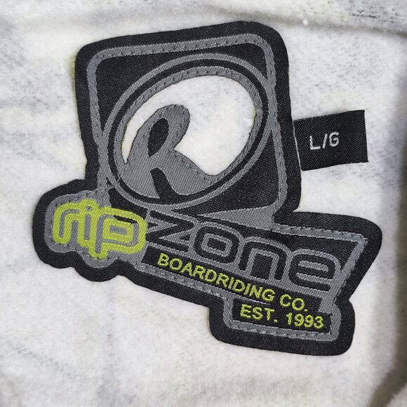 RipZone activewear full zip hoodie / jacket men's youth size L white black green - Picture 5 of 9